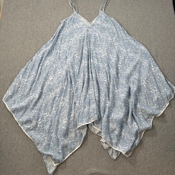 GOA Beachwear by Japna Coverup Dress Sz Large Blue Snake Print Handkerchief hem - Picture 1 of 6